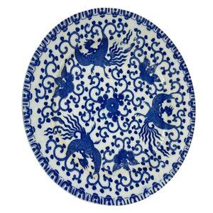 Antique Japanese Blue White Porcelain Plate Phoenix Tashiro Shoten Japan Phoenix